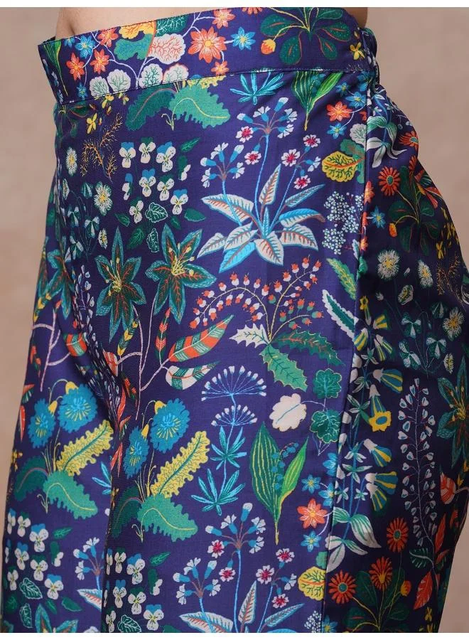 globus  Globus Women Embroidered V-Neck Printed Faux Shell A-Line Alia Cut Tunic & Trousers Festive Co-Ord Set for Women | Best Price UAE